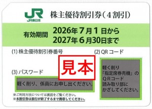 JR東日本株主優待券2027年6月30日まで